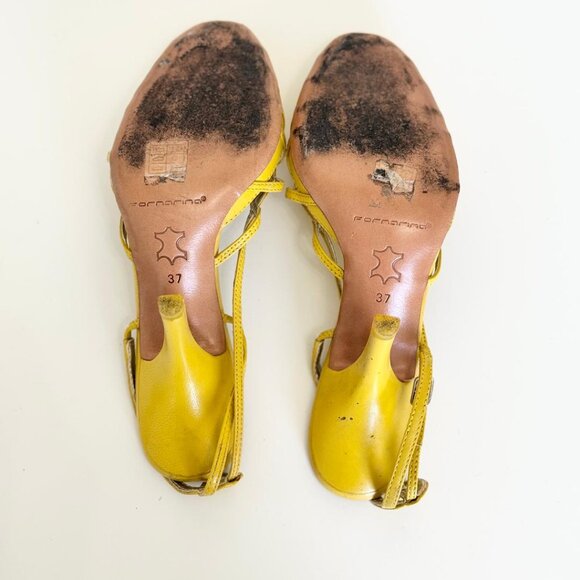 Fornarina Yellow Strappy Closed Toe Pumps Heels (RARE), Size 7 or 37 - Picture 5 of 5